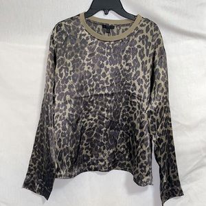 ATM Anthony Thomas Melillo Army Leopard Print Silk Blouse Sz M